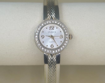 Studio 2000s Vintage Crystal Accented Mesh Watch