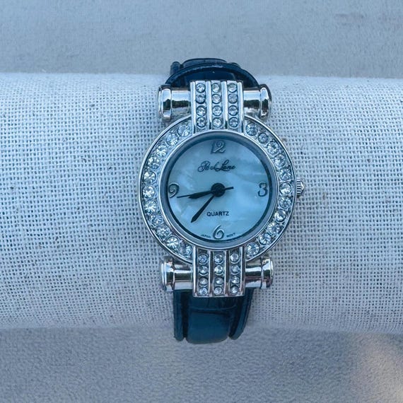 Genuine Leather, Black and Crystal Pearlized Park Lane Watch  display picture 1