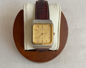 Gentleman's Citizen Vintage 1990's Brown Leather Braided Men's Watch