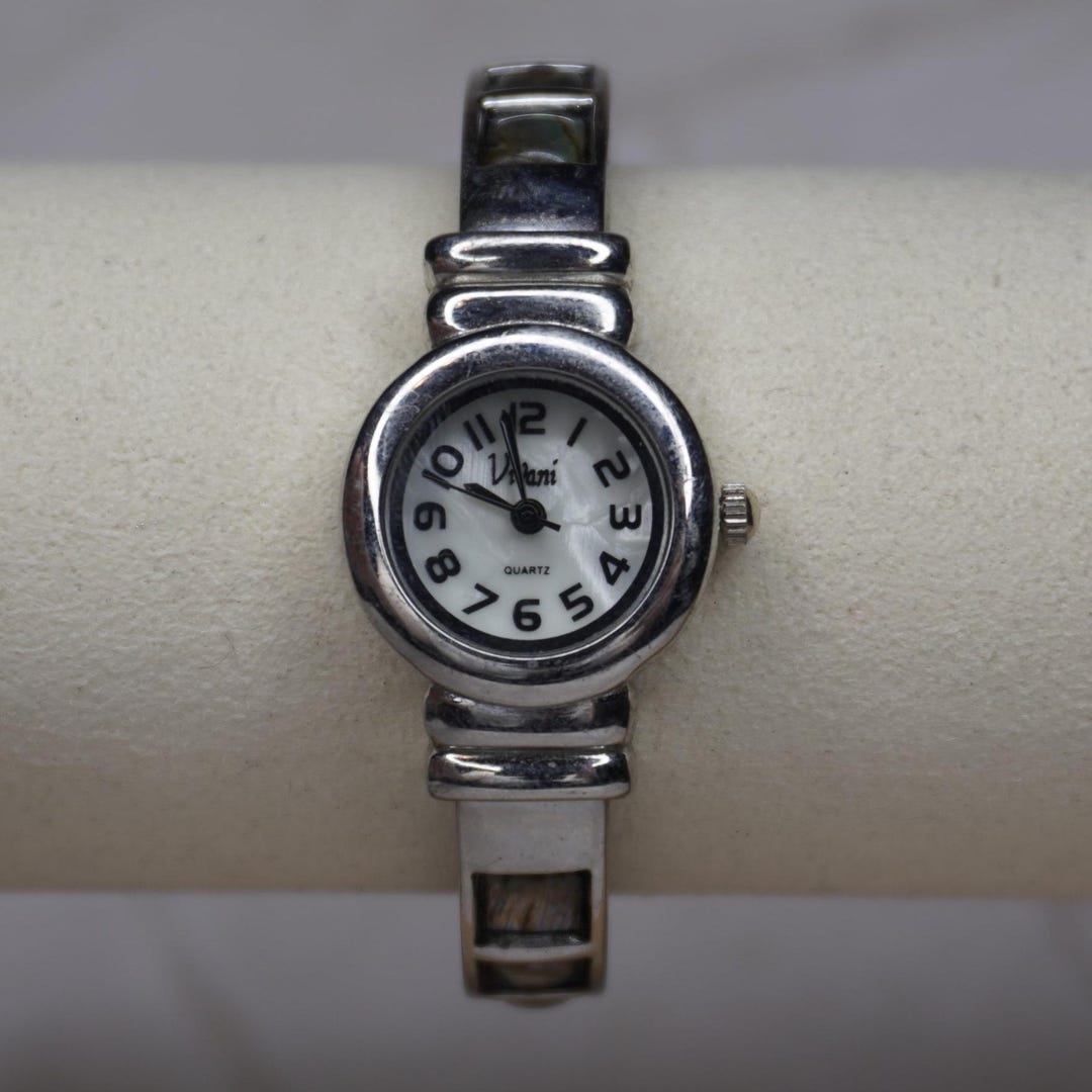 Rare Vintage Silver Abalone Cuff Watch - Etsy display picture 2