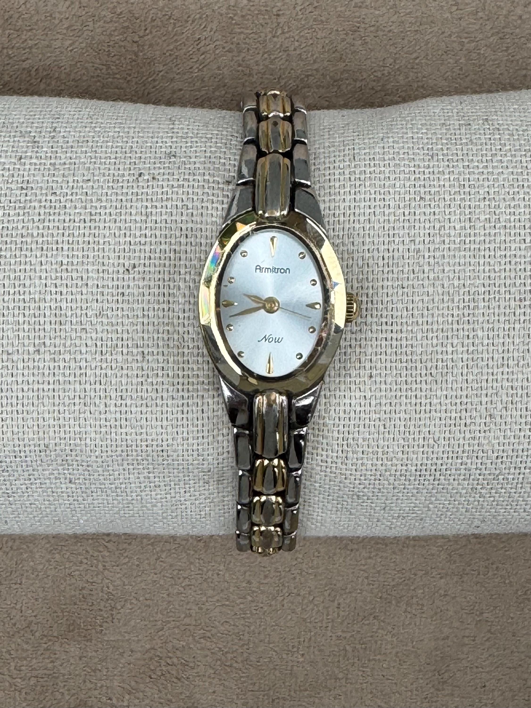 Armitron Now Two-Tone Oval Analog Dress Watch Stainless Steel 7 in Armitron Diamond Silver and Gold 21mm Ladies Watch - Etsy main image 4