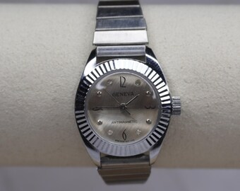 Silver Iced Out Geneva Watch - Etsy