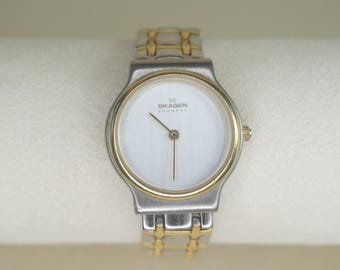 Skagen Denmark Sleek Two-Tone Minimalist Watch