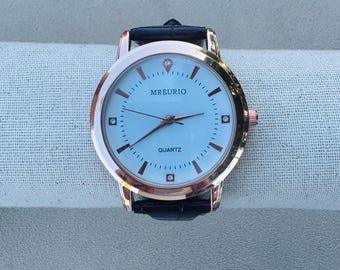 Gentlemen&#39;s Mreurio Rose Gold and Brown Leather Wrist Watch