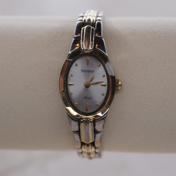 armitron gold dress watch Vintage Gold-tone Armitron Dress Watch for Ladies with White Stones –  Vintage Radar