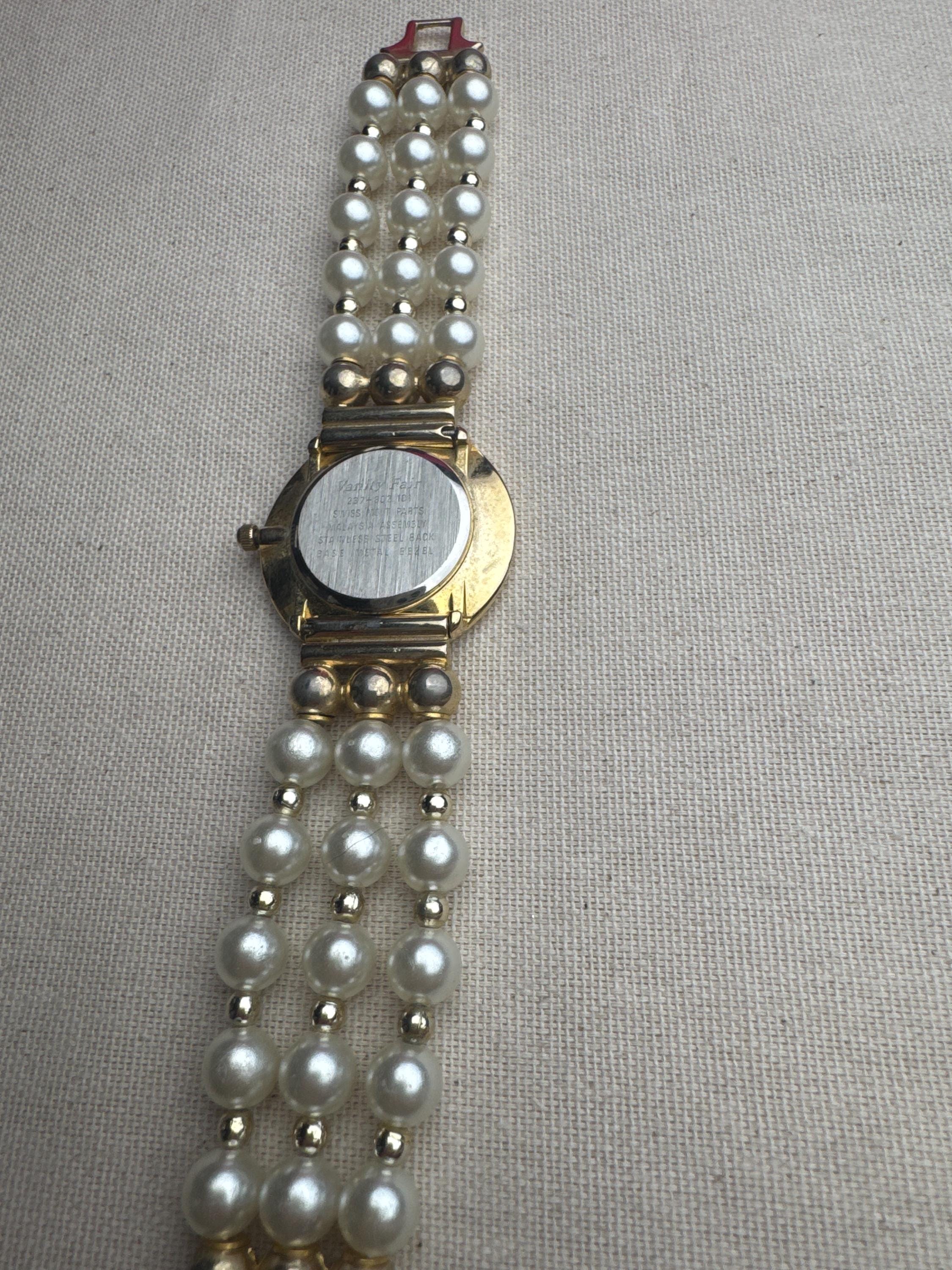 Vanity Fair Faux Pearl Bracelet Working Watch Vanity Fair Watch - Etsy main image 4