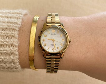 Vintage 90s/Y2k Timex Gold Watch with Mother Of Pearl Vintage Y2K Timex, Expansion Mother of Pearl - Etsy main image 3