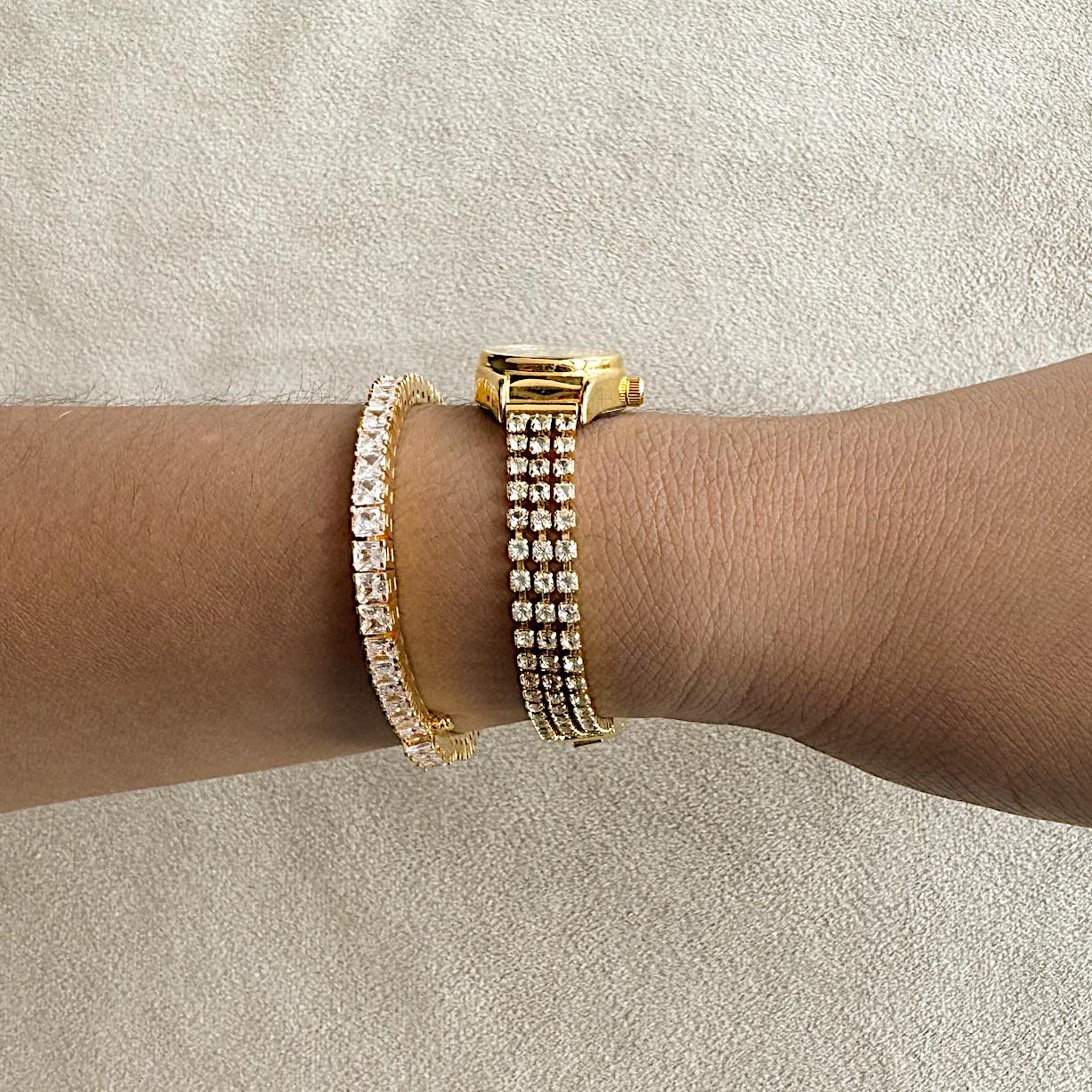 Dainty Diamond Style Polini Gold Bracelet Watch - Etsy display picture 3