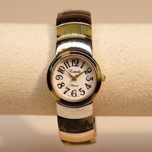 Natural Turtle Shell Stone Silver Cuff Watch