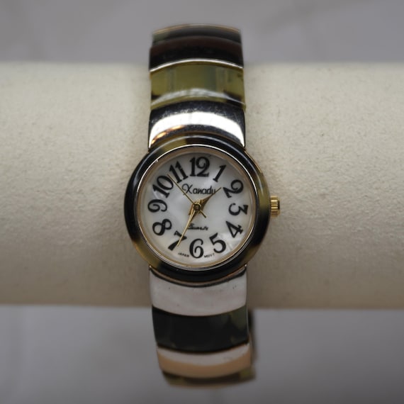 Natural Turtle Shell Stone Silver Cuff Watch - image 1