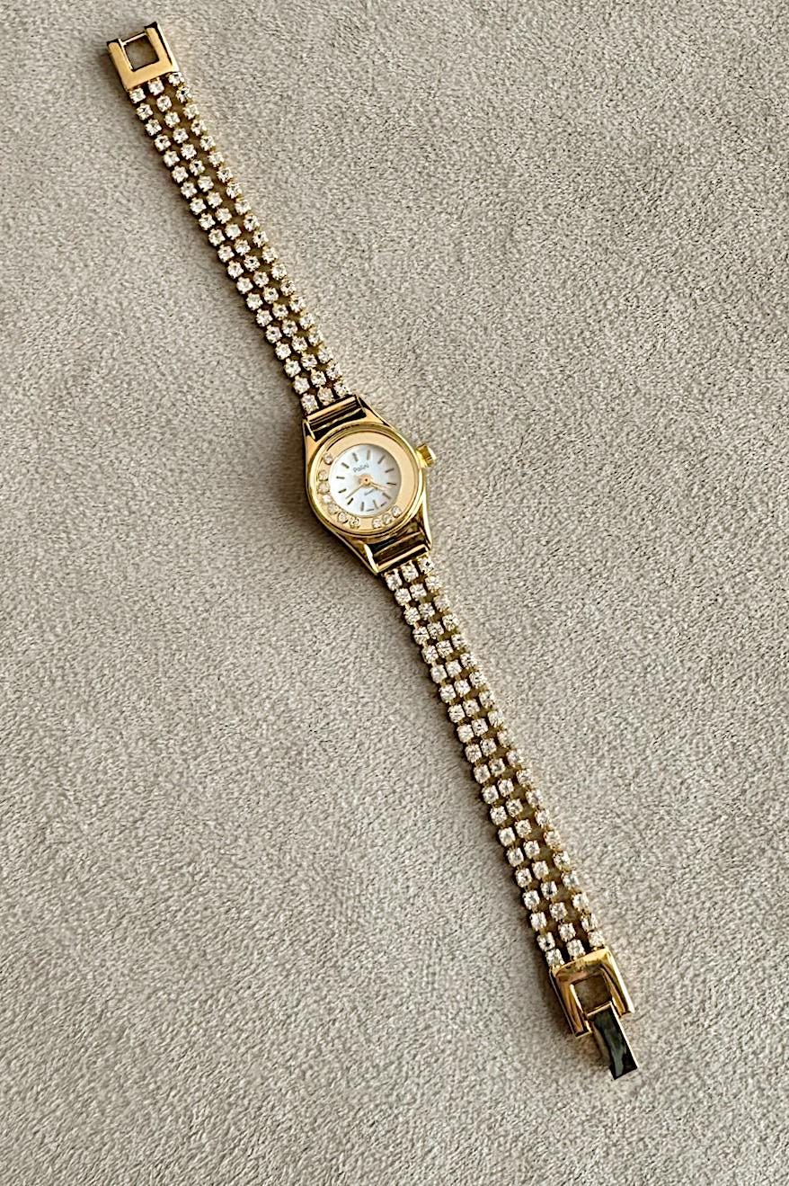 Dainty Diamond Style Polini Gold Bracelet Watch - Etsy display picture 1
