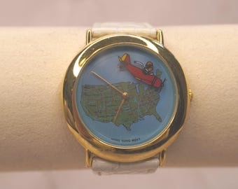 Rare Novelty Travel Watch | White Croc Band | Hong Kong Movement