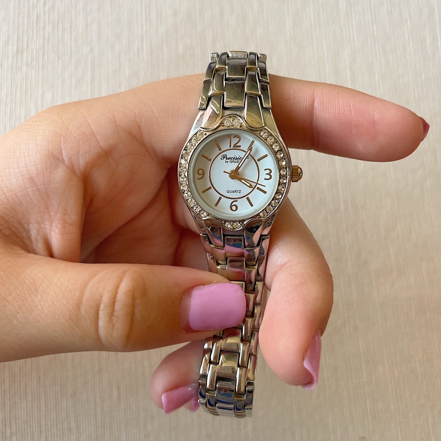 Gruen Precision Vintage Crystal Silver Tone Wristwatch - Etsy