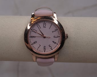Classic Pink Leather and Gold Watch