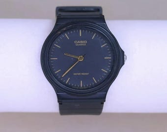 80s Vintage Casio Classic Retro Digital Black Silicone Watch
