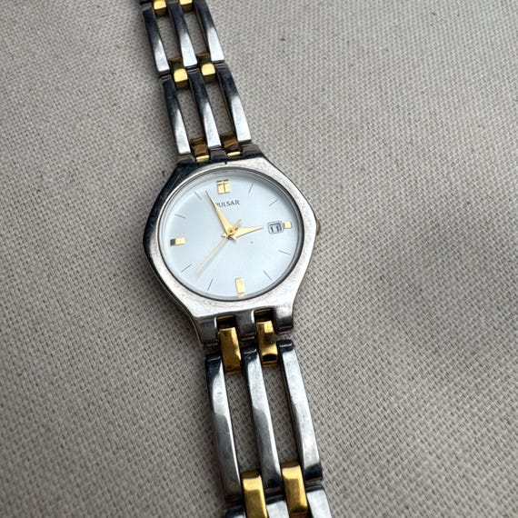 Two Tone Sleek Pulsar with Date Dial - image 4
