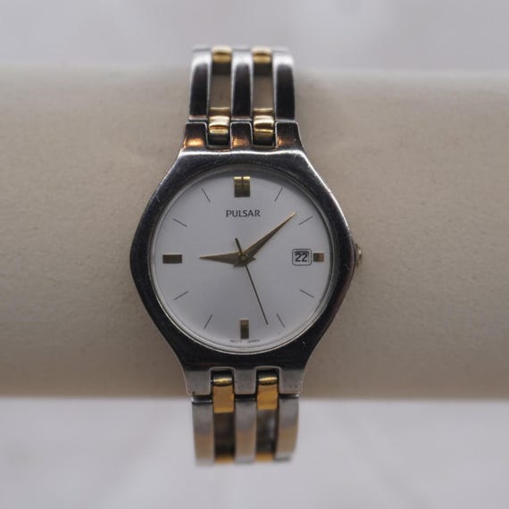 Two Tone Sleek Pulsar with Date Dial - image 1
