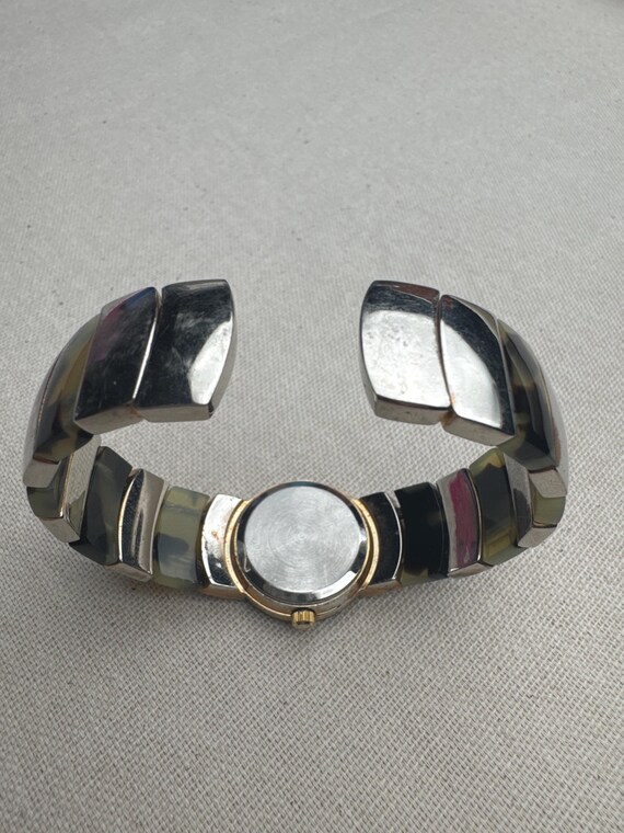 Natural Turtle Shell Stone Silver Cuff Watch - image 9