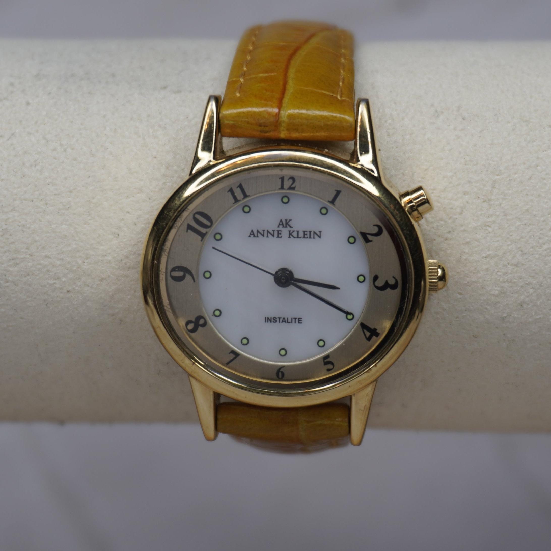Anne Klein Swiss Movement Snake Leather Band Watch Reversible Vintage Anne Klein Swiss Made in Roman Dial -can  main image 4