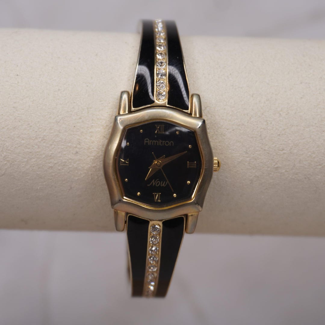 Armitron Now Gold Tone Black Enamel Crystal Accent Womens Watch Women main image 3