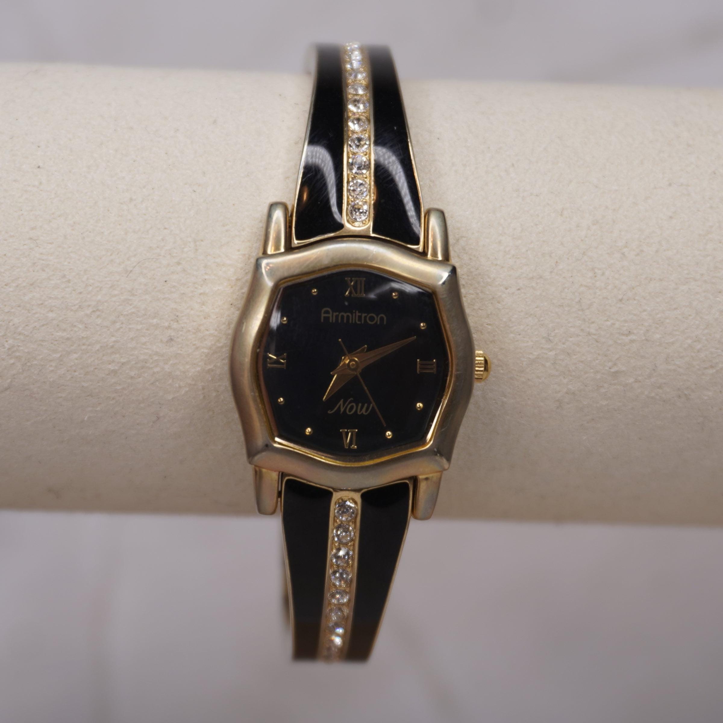 Armitron Gold-Tone Square Watch with Black Dial and Black Strap Tessa™ | 20mm, Pink/Gold/Black | Together In Pink Collection main image 2