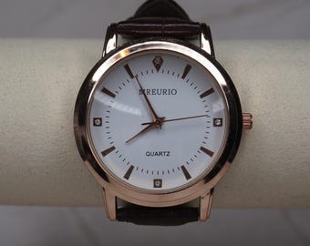 Gentlemen's Mreurio Rose Gold and Brown Leather Wrist Watch