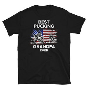 US Flag Hockey Best Pucking Grandpa T-Shirt