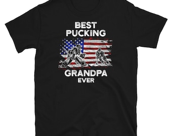 US Flag Hockey Best Pucking Grandpa T-Shirt