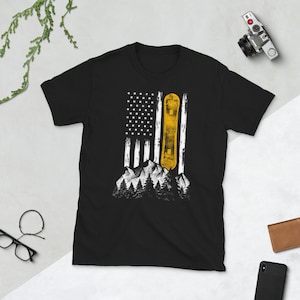 Snowboard US Flag Snowboarding T-Shirt