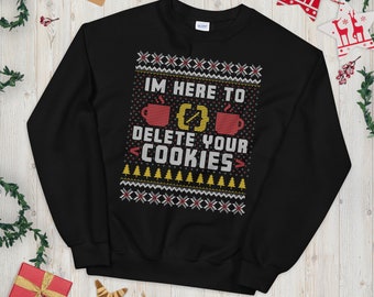 Aquí para eliminar las cookies Programador divertido y codificador Sudadera navideña fea