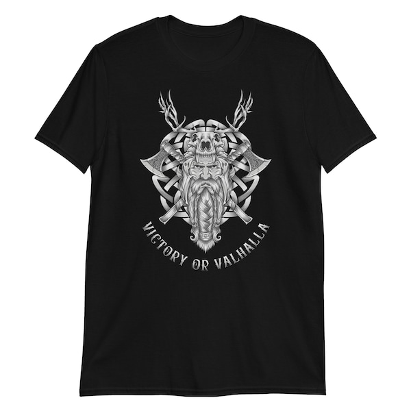 Viktory Or Valhall TShirt Viking Shirt Celtic Knot Viking Helmet Without Horns Viking Beard