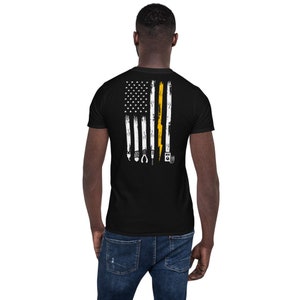 Back Electrician US Flag Tools for Electricians Short-Sleeve Unisex T-Shirt