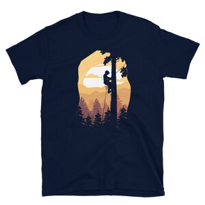 Retro Sunset Tree Climber Arborist T-Shirt