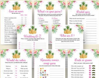 8 Printable Pineapple Bridal Shower Games, Tropical Bridal Shower Games, Luau Bridal Shower Games, Hawaii Bridal Shower Games, DOWNLOAD