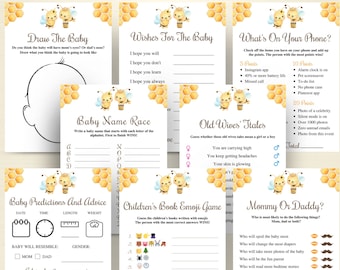 8 Printable Bee Gender Reveal Games | What Will Baby Bee Gender Reveal Party Games | He Or She What Will It Bee Gender Reveal Games DOWNLOAD