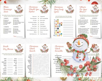 8 Printable Christmas Game Bundle, Christmas Games For Family, Office Christmas Party Games, School Christmas Games, Adult Xmas Games