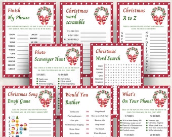 8 Printable Christmas Games | Christmas Party Games | Holiday Party Games | DOWNLOAD