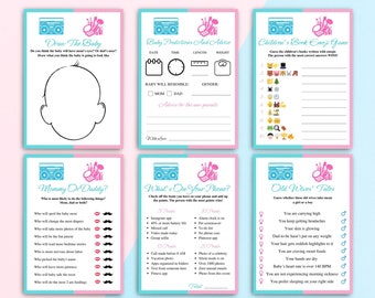 12 druckbare Schönheit oder Beats Gender Reveal Spiele: Pink & Blau Gender Reveal Game Bundle, Er oder Sie, was Baby sein wird, DOWNLOAD