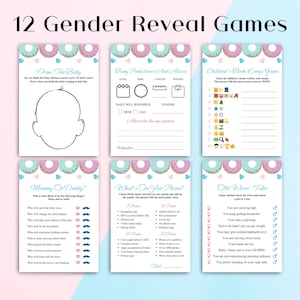 12 Printable Donut Gender Reveal Games: We Donut Know Theme, DOWNLOAD