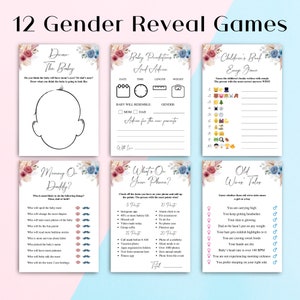 12 Printable Boho Gender Reveal Games | Pampas Grass Gender Reveal Party Games | Pink And Blue Gender Reveal Games | DOWNLOAD