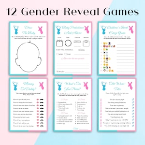 12 Druckbare Buck Oder Hirschkuh Spiele: Rosa und Blaues Thema, DOWNLOAD