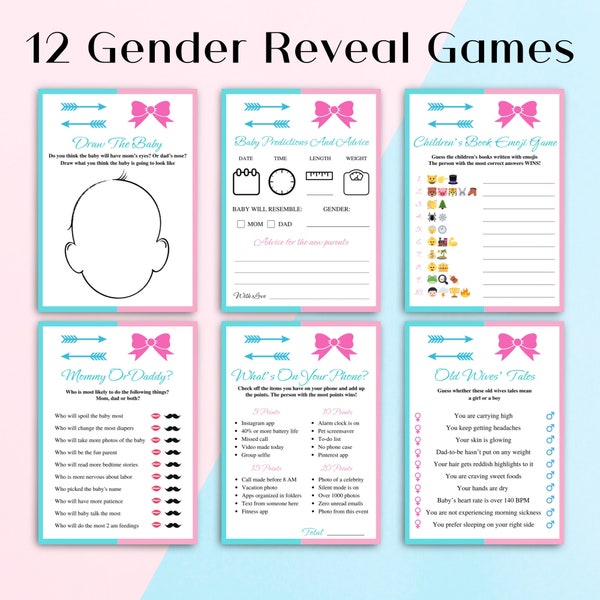 12 Printable Bows Or Arrows Gender Reveal Games | Pink And Blue Gender Reveal Party Games | He Or She Gender Reveal Games | DOWNLOAD