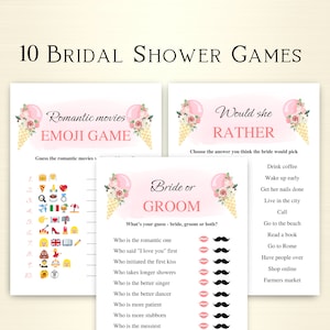 10 Printable Ice Cream Bridal Shower Games: Digital Download