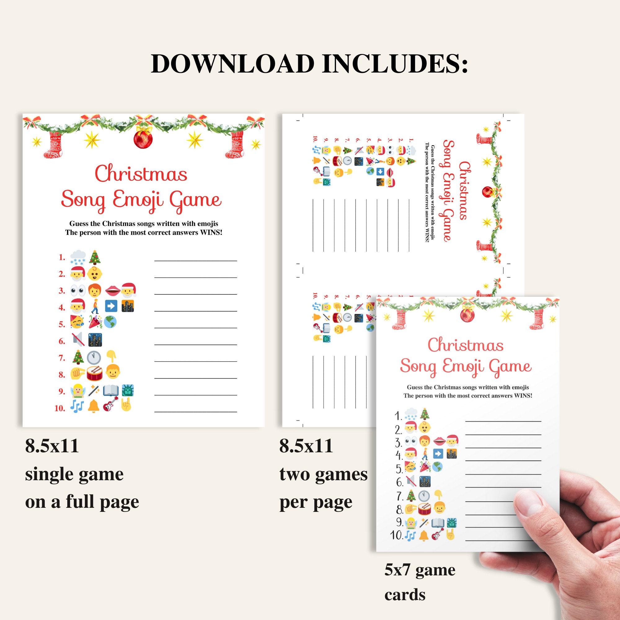 8 Printable Christmas Games Printable Xmas Game Pack Holiday - Etsy