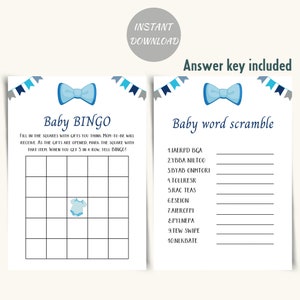 Printable Bow Tie Baby Shower Games, Little Man Shower Game Bundle ...