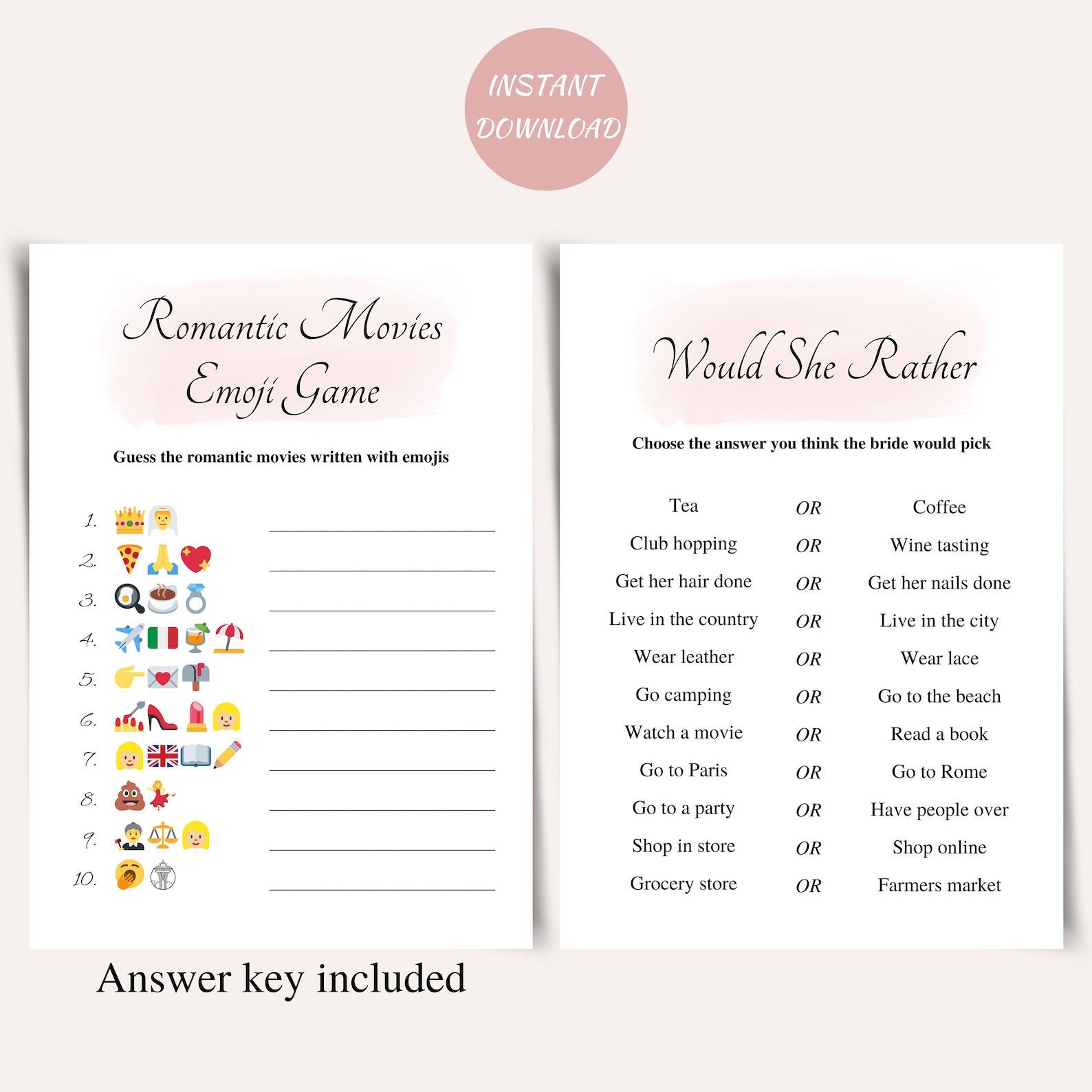 8 Clean Bachelorette Party Games Printable Bachelorette Game Etsy Canada