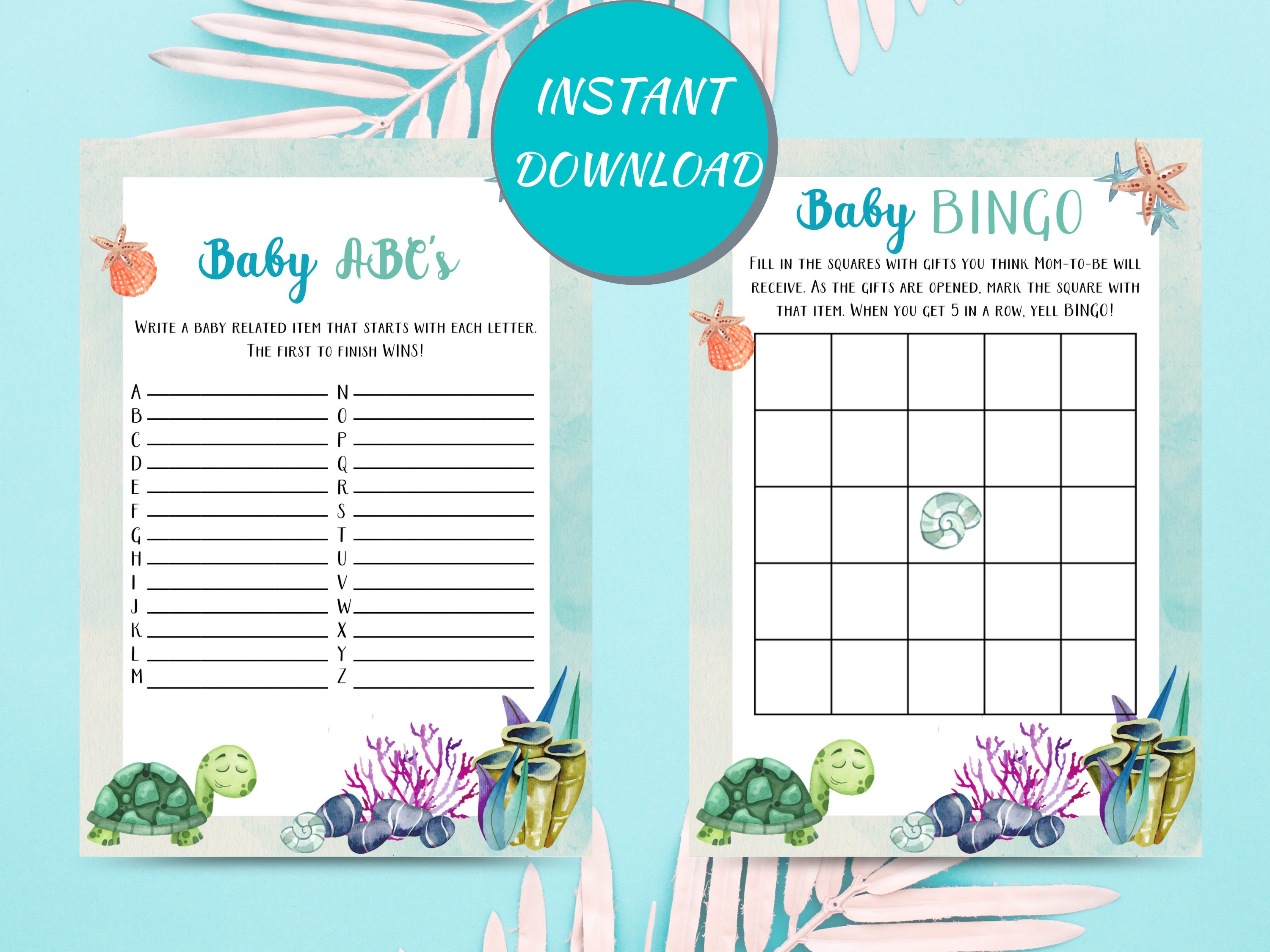 Ocean Baby Shower Games Bundle Under The Sea Baby Shower Etsy