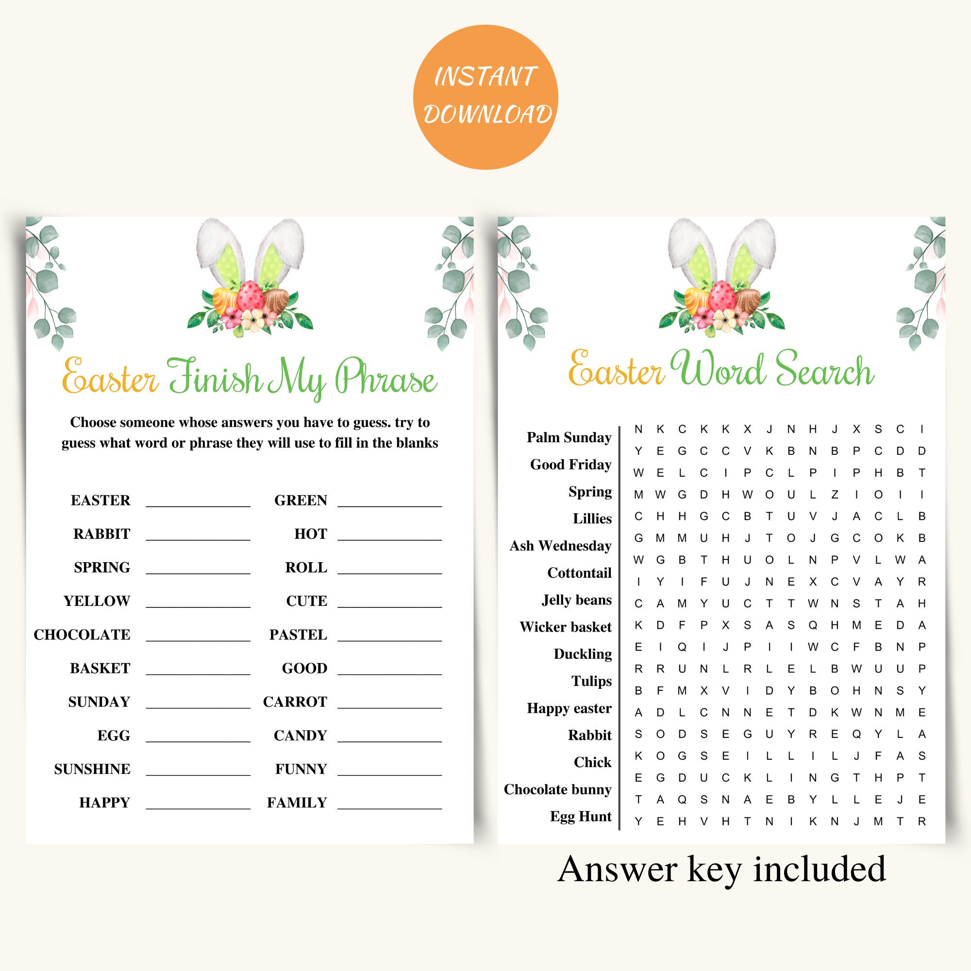 Printable Easter Games, Printable 8 Game Bundle for Easter Office Party ...