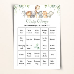 30 Printable Safari Baby Shower Bingo Cards 5x7'' Prefilled Baby Bingo Cards Jungle Baby Shower Games DOWNLOAD image 3