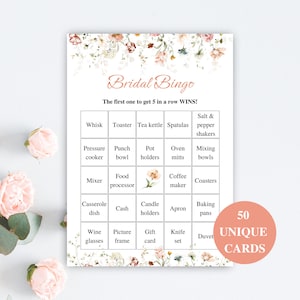 50 tarjetas de bingo de despedida de soltera precargadas imprimibles / Bingo de regalo de despedida de soltera / Juegos de despedida de soltera de flores silvestres / Ducha nupcial boho DESCARGAR